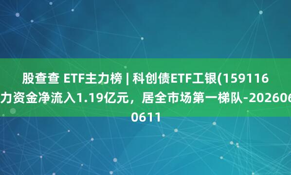 股查查 ETF主力榜 | 科创债ETF工银(159116)主力资金净流入1.19亿元，居全市场第一梯队-20260611