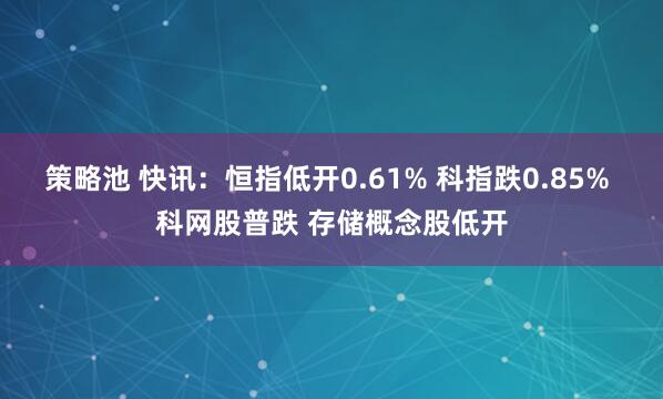 策略池 快讯：恒指低开0.61% 科指跌0.85% 科网股普跌 存储概念股低开